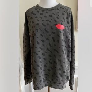 Anthropologie Gray and Red Patterned Sweatshirt
